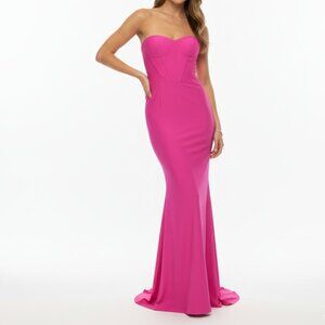 Faeriesty Hot Pink Corset Strapless Dress Size Medium Formal Evening Gala Prom
